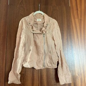 Lou & Grey Blush Pink Linen Moto Jacket